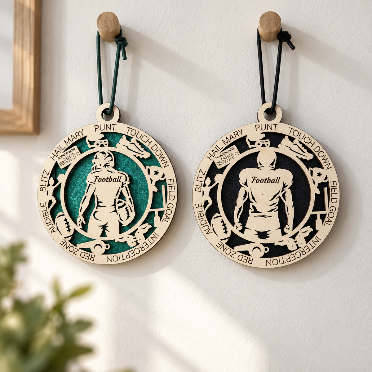 Football Gift Card Holder | Personalized Wood Medallion | Handcrafted