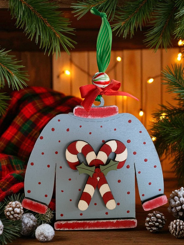 Ugly Sweater Christmas Ornaments β Handmade Wooden Holiday Decor for Trees, Stockings & Gifting