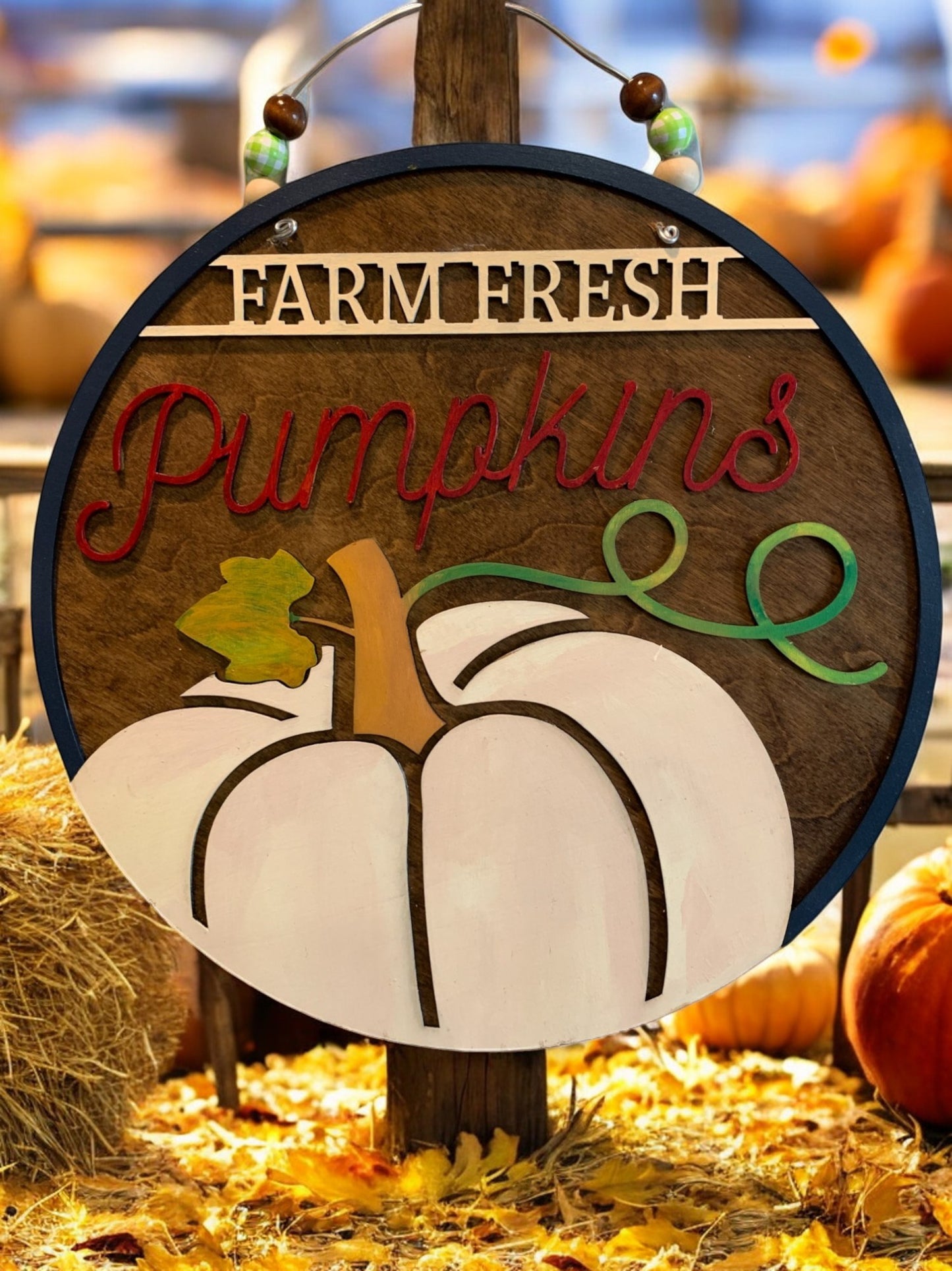 Farm Fresh Pumpkins Wooden Sign – Rustic Fall Harvest Door or Porch Décor