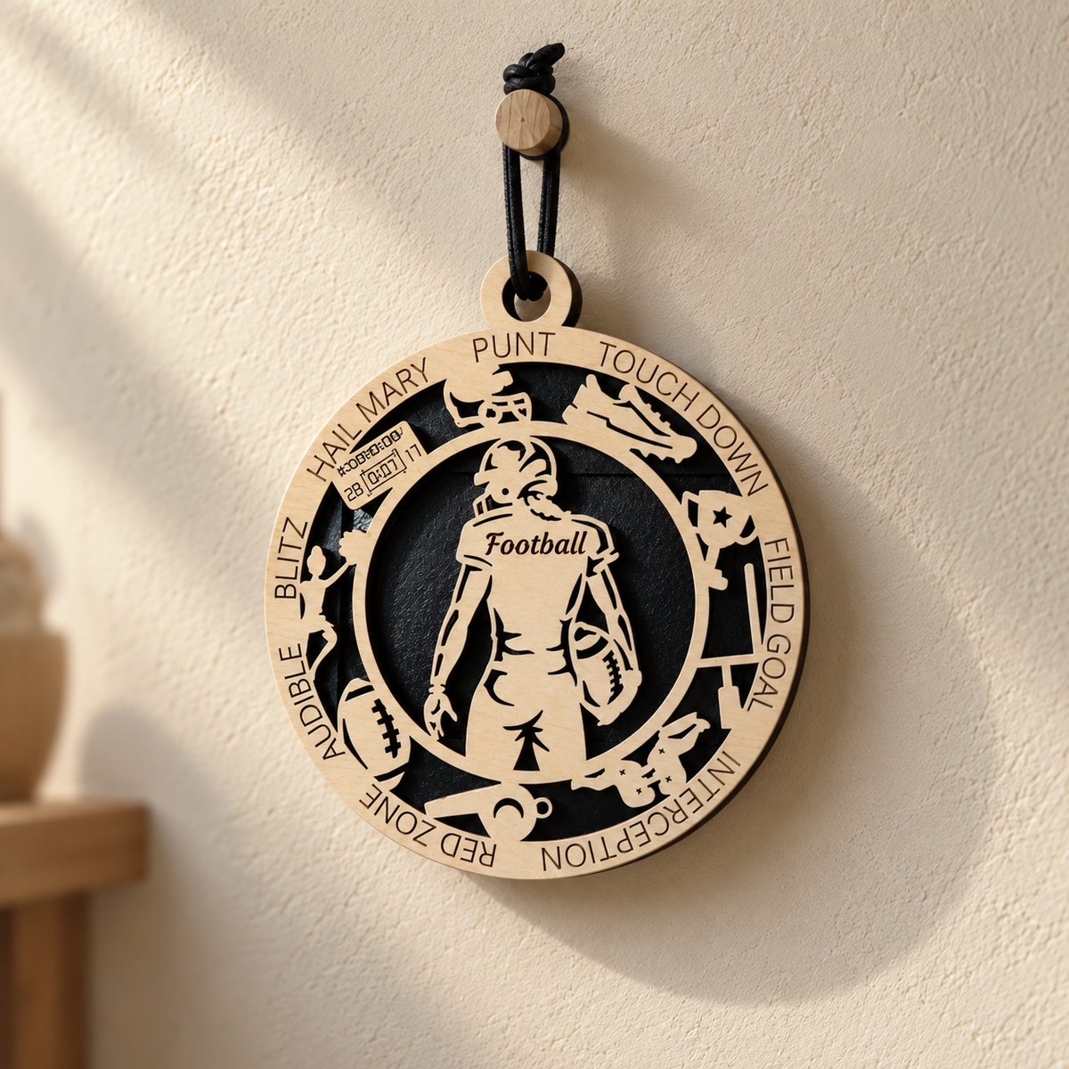 Football Gift Card Holder | Personalized Wood Medallion | Handcrafted