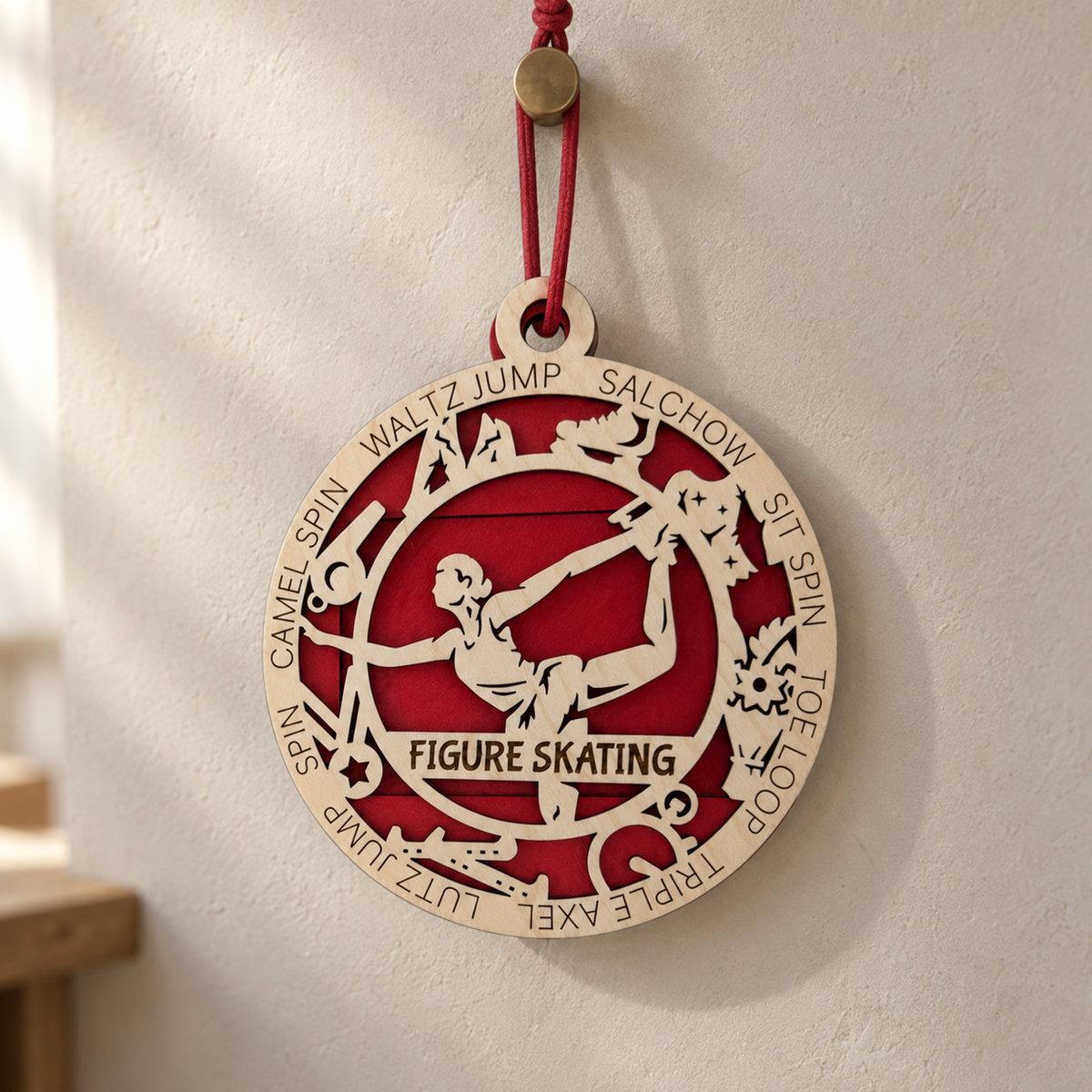 Figure Skating Gift Card Holder | Personalized Wood Medallion | Handcrafted