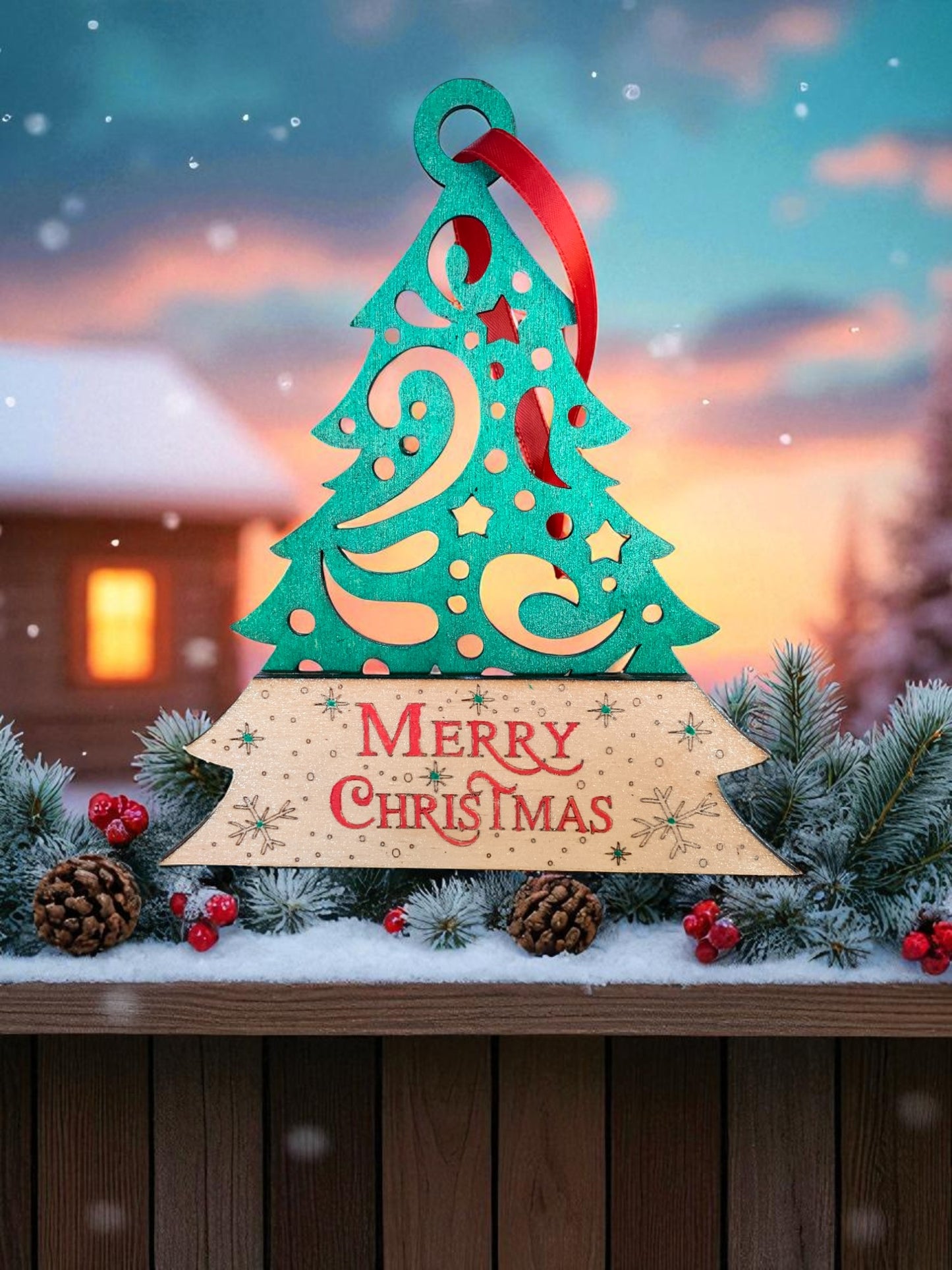 Christmas Tree Money Holder – Handmade Wooden Cash Gift Ornament with Ribbon for Holiday Giving