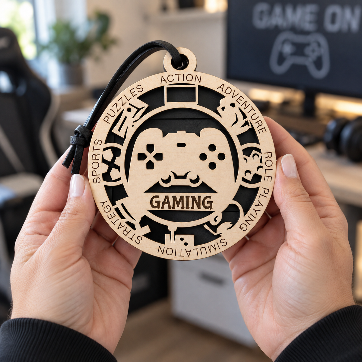 Gaming Gift Card Holder | Personalized Wood Medallion | Handcrafted