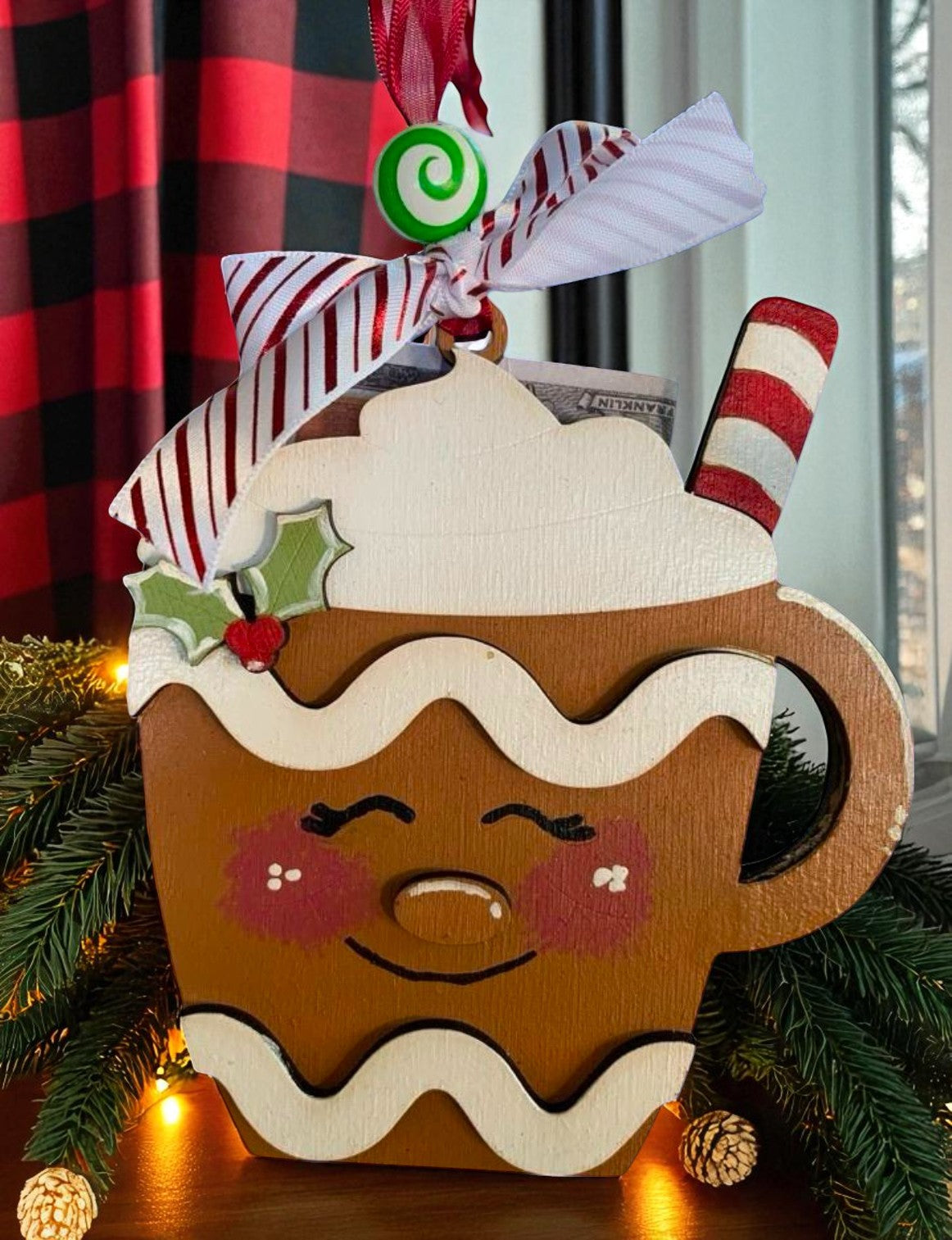 Holiday Mug Gift Card Holders – Santa, Elf, & Gingerbread Wooden Ornaments