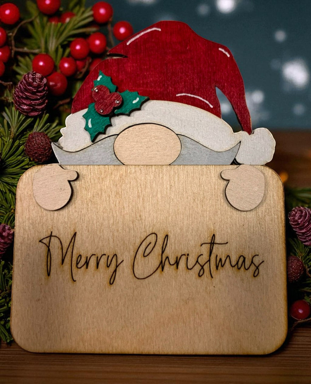 Merry Christmas Character Signs – Wooden Holiday Décor with Santa, Elf, Snowman, and More