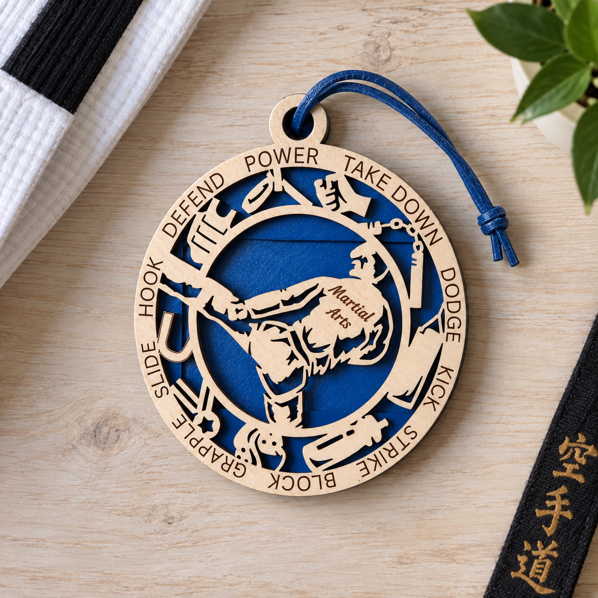 Martial Arts Gift Card Holder | Personalized Wood Medallion | Handcrafted