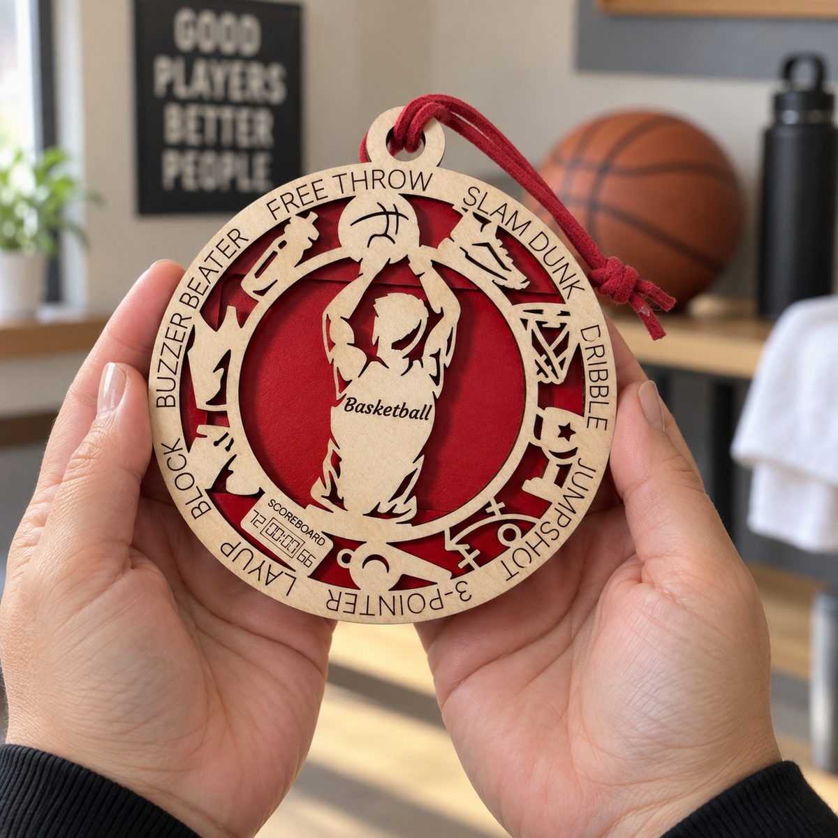Basketball Gift Card Holder | Personalized Wood Medallion | Handcrafted