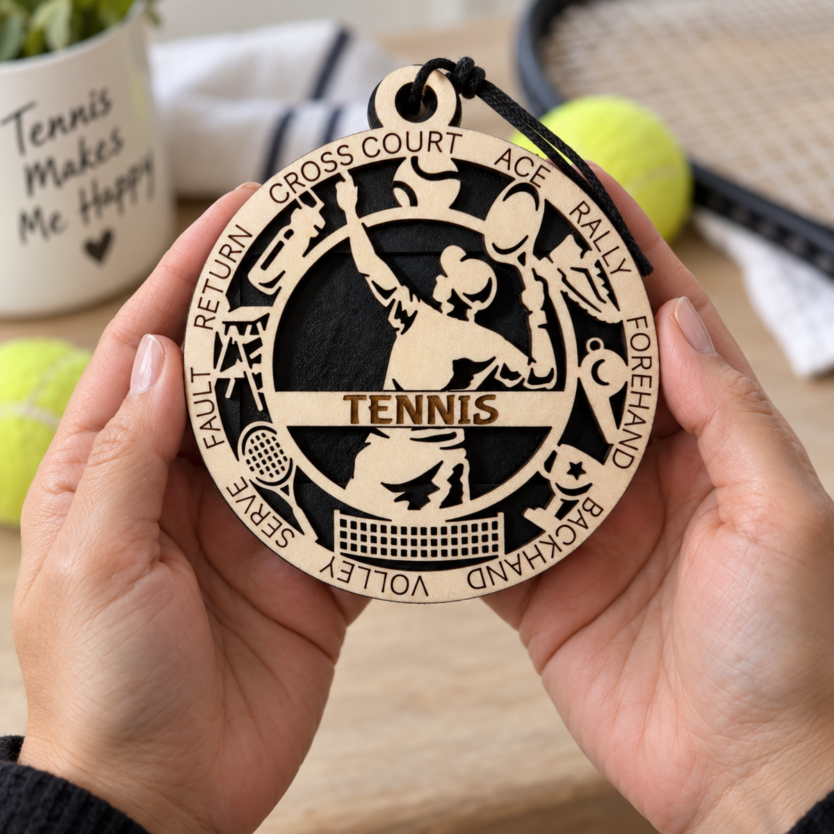 Tennis Gift Card Holder | Personalized Wood Medallion | Handcrafted