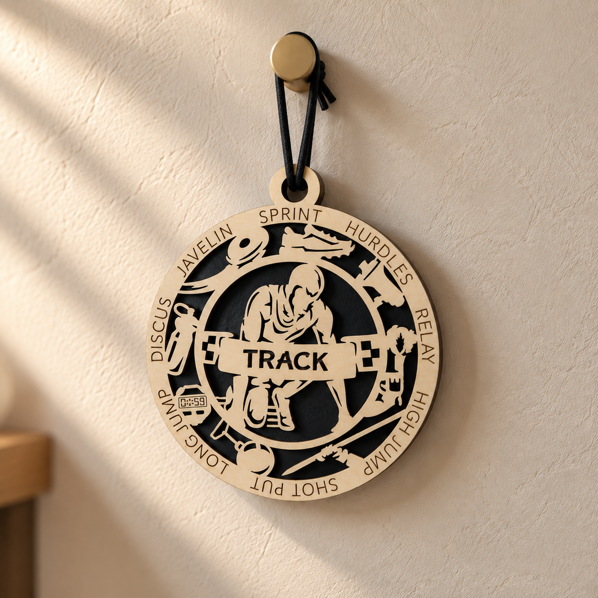 Track & Field Gift Card Holder | Personalized Wood Medallion | Handcrafted