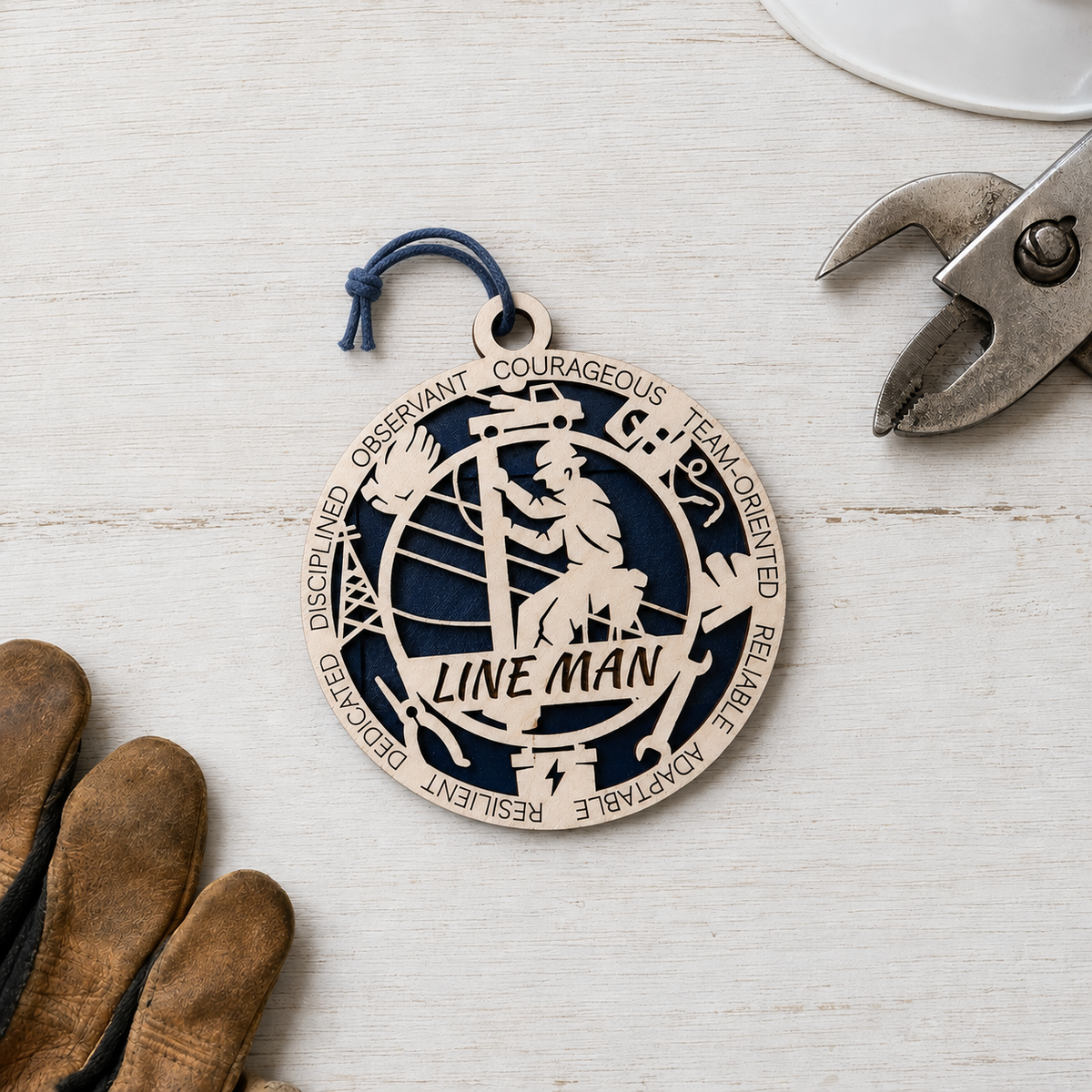 Personalized Lineman Gift Card Holder | Lineworker Gift | Handmade Wood