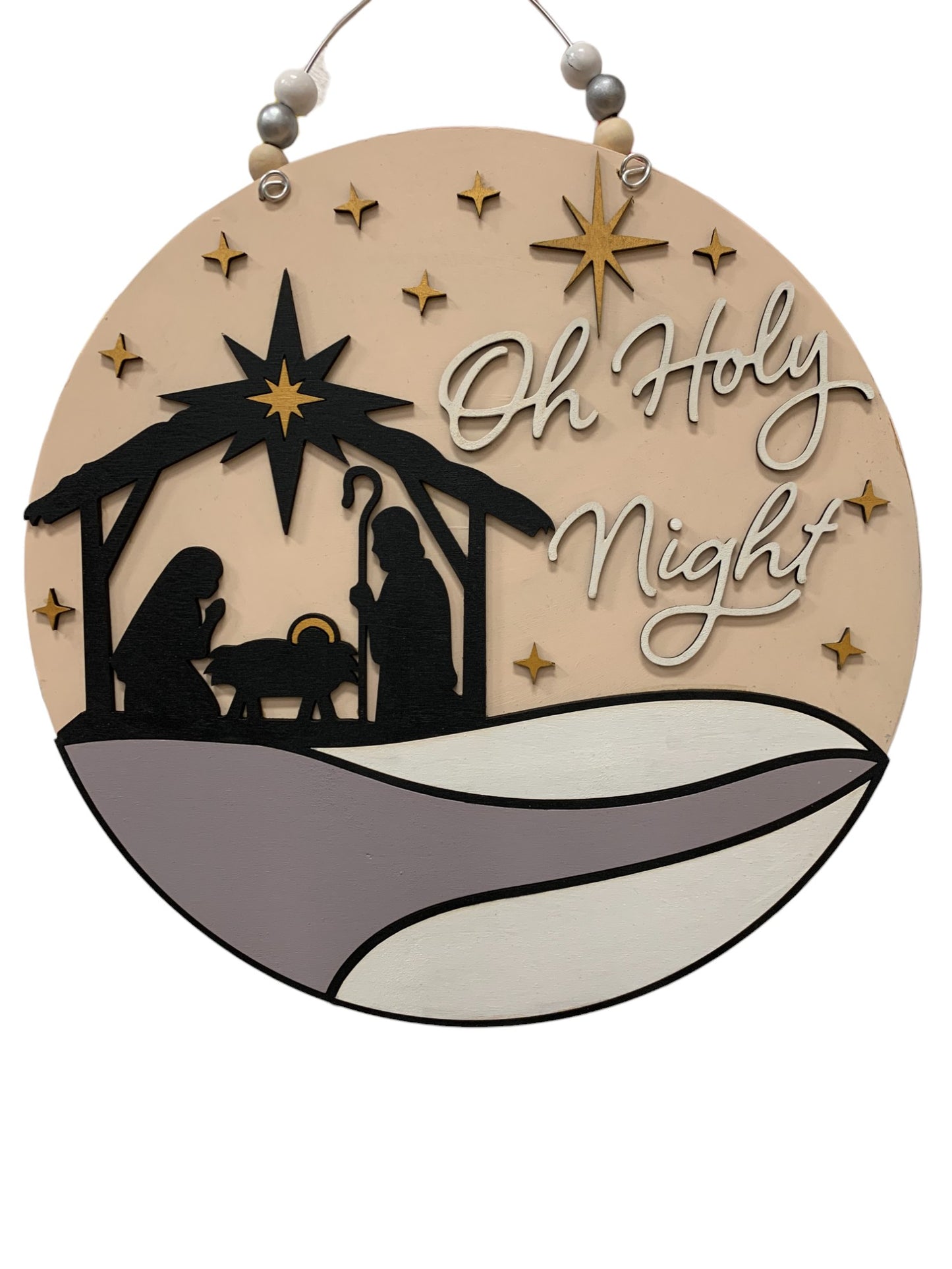 Oh Holy Night Nativity Sign – Handmade Wooden Christmas Decor for Indoor & Outdoor Display