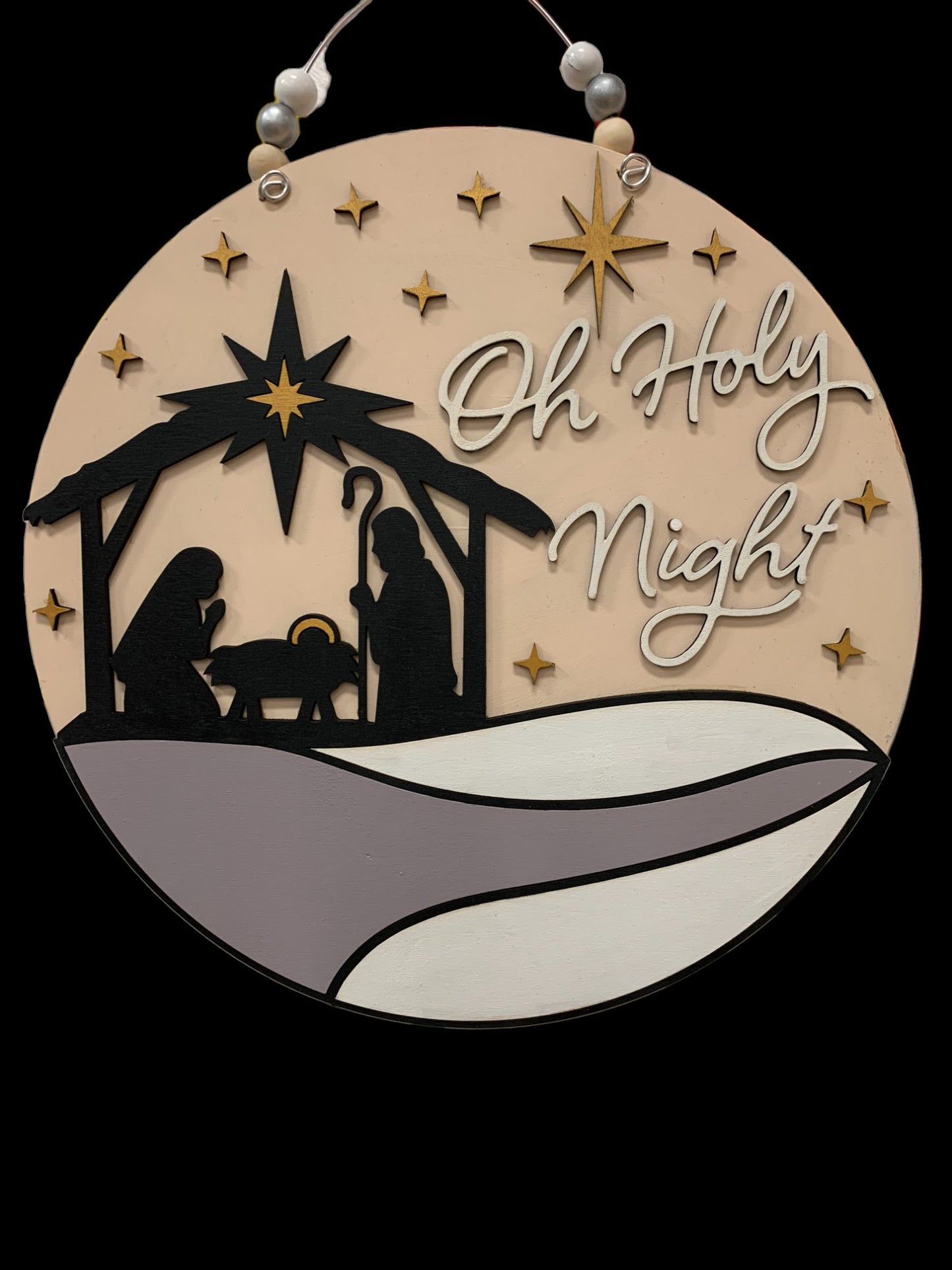 Oh Holy Night Nativity Sign – Handmade Wooden Christmas Decor for Indoor & Outdoor Display