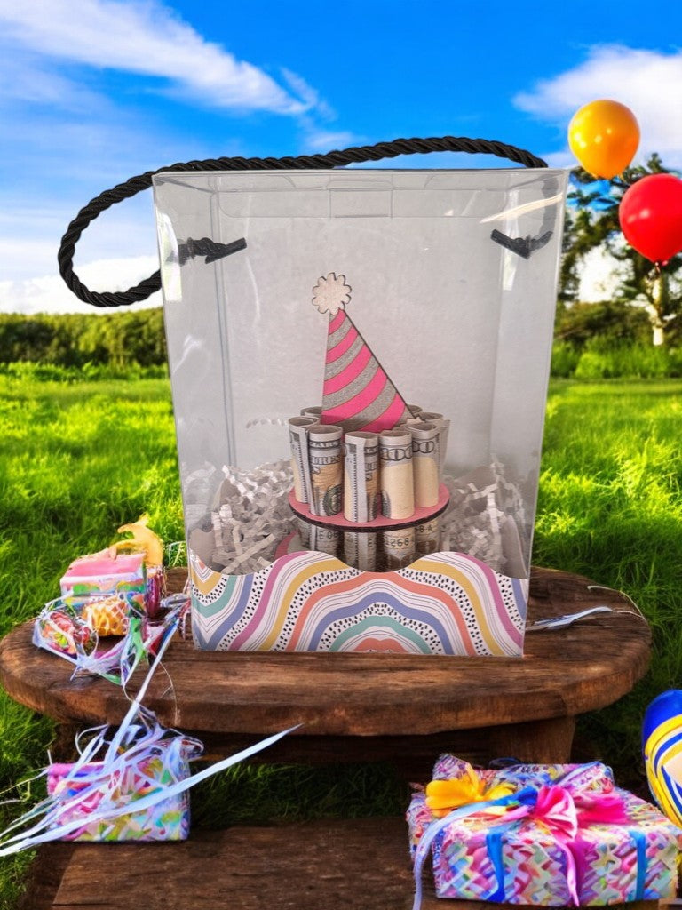 Birthday Money Holder β Handmade 3D Wooden Cash Gift Display for Unique Celebrations
