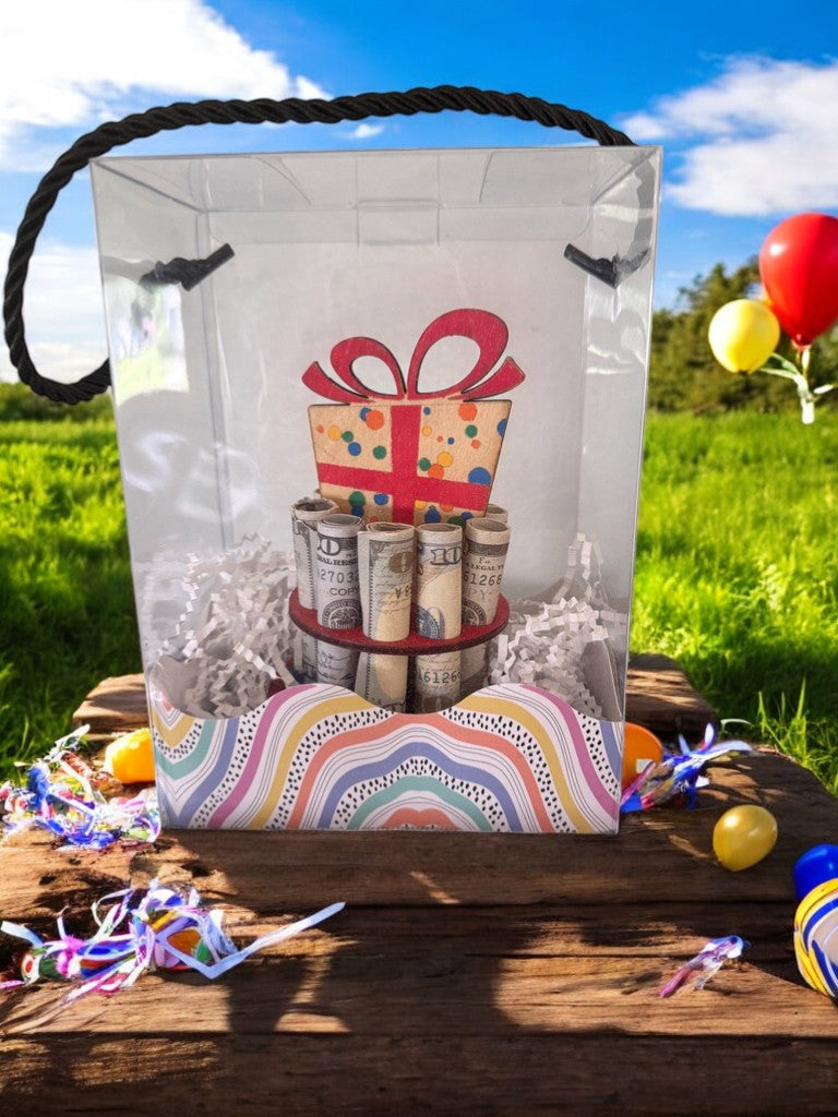 Birthday Money Holder β Handmade 3D Wooden Cash Gift Display for Unique Celebrations