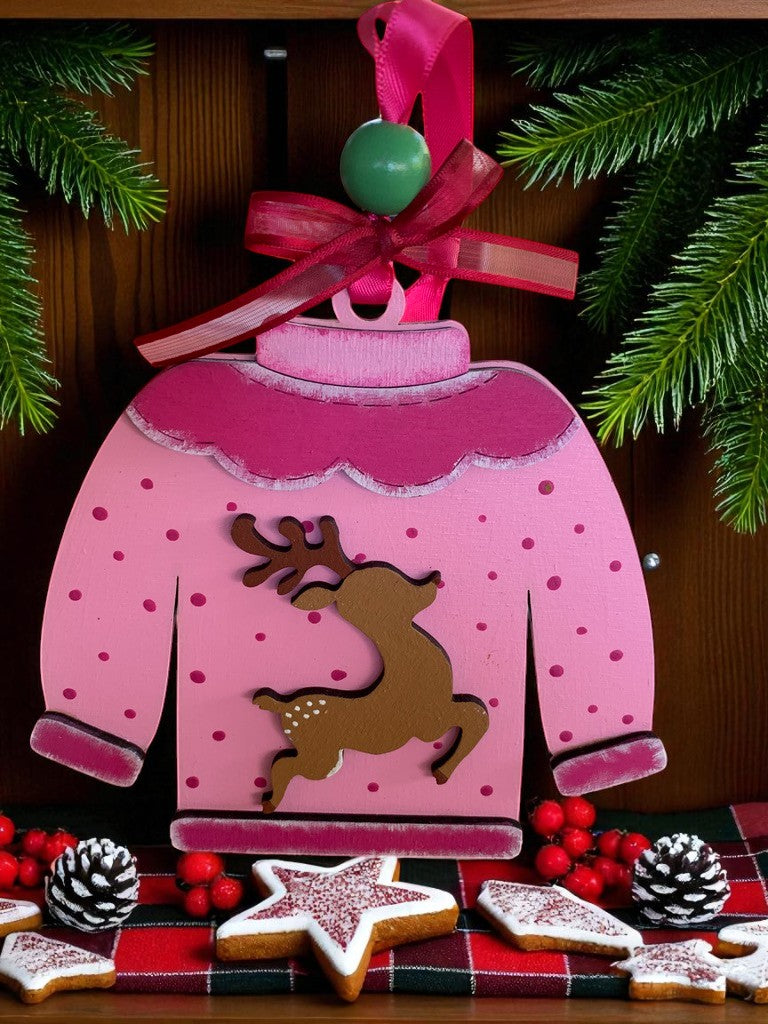 Ugly Sweater Christmas Ornaments β Handmade Wooden Holiday Decor for Trees, Stockings & Gifting