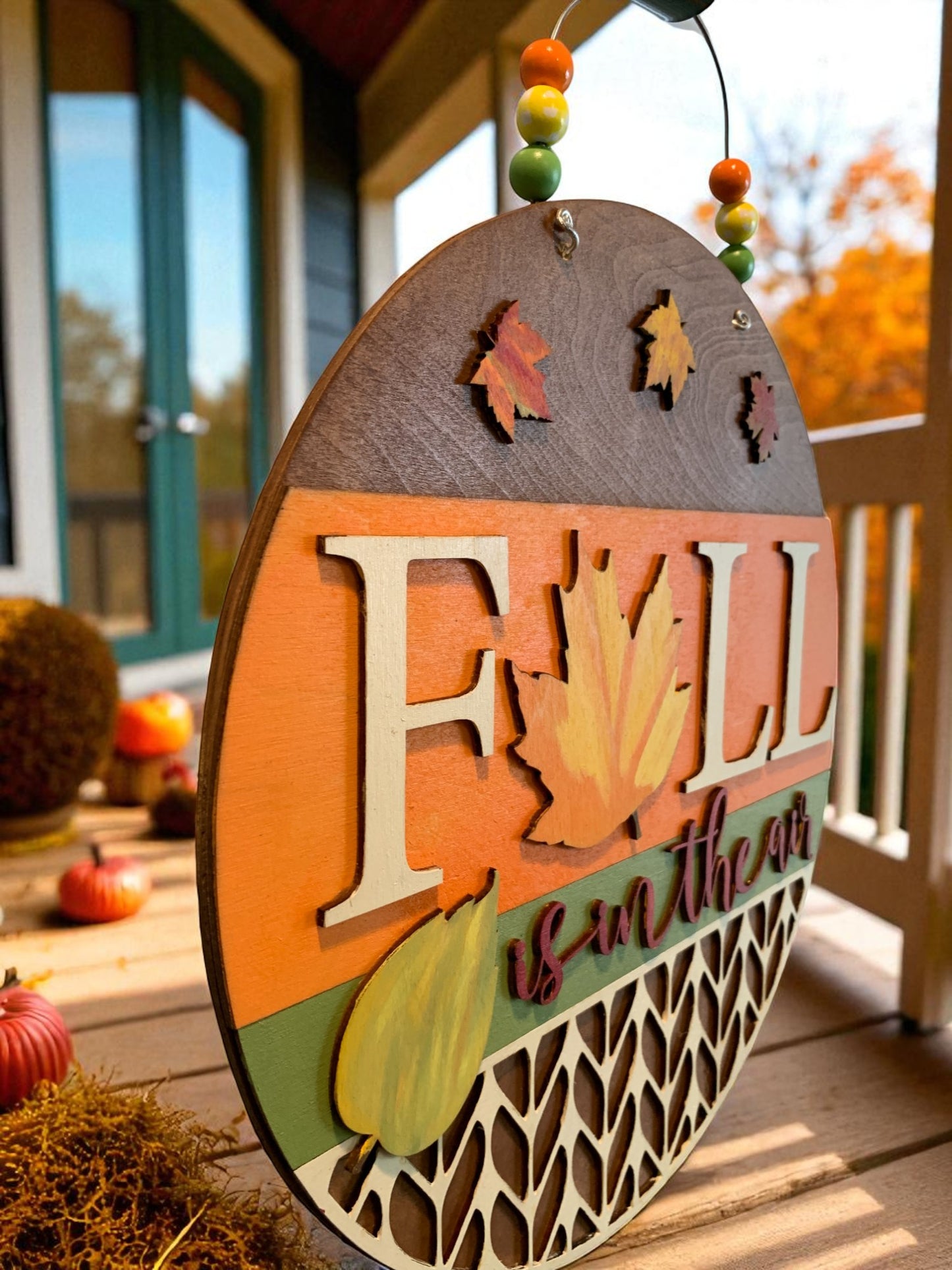 Fall Is in the Air Wooden Sign – Handmade Rustic Autumn Porch & Wall Décor