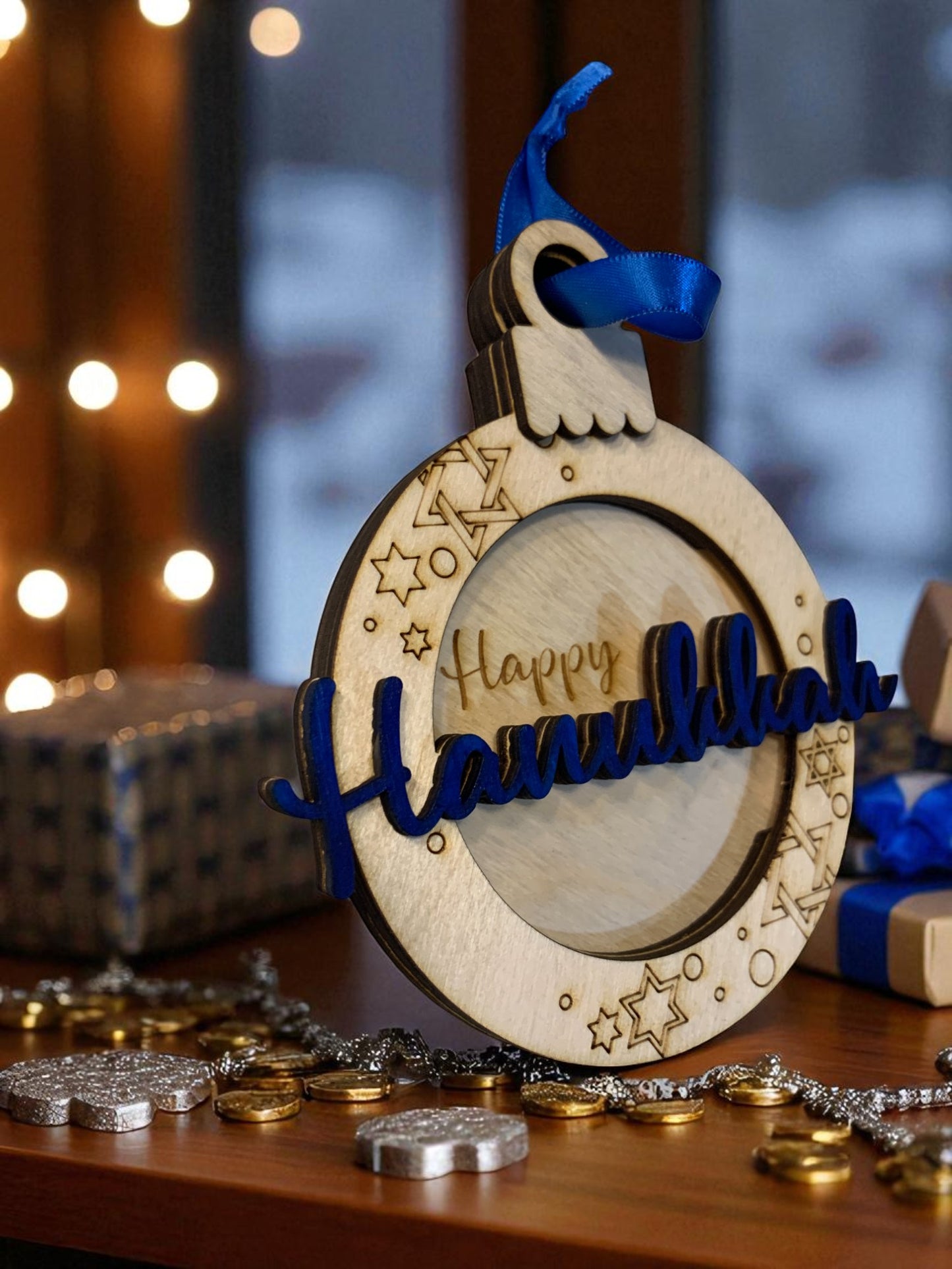 Hanukkah Ornament Gift Card Holder – Handmade Wooden Holiday Gift Idea