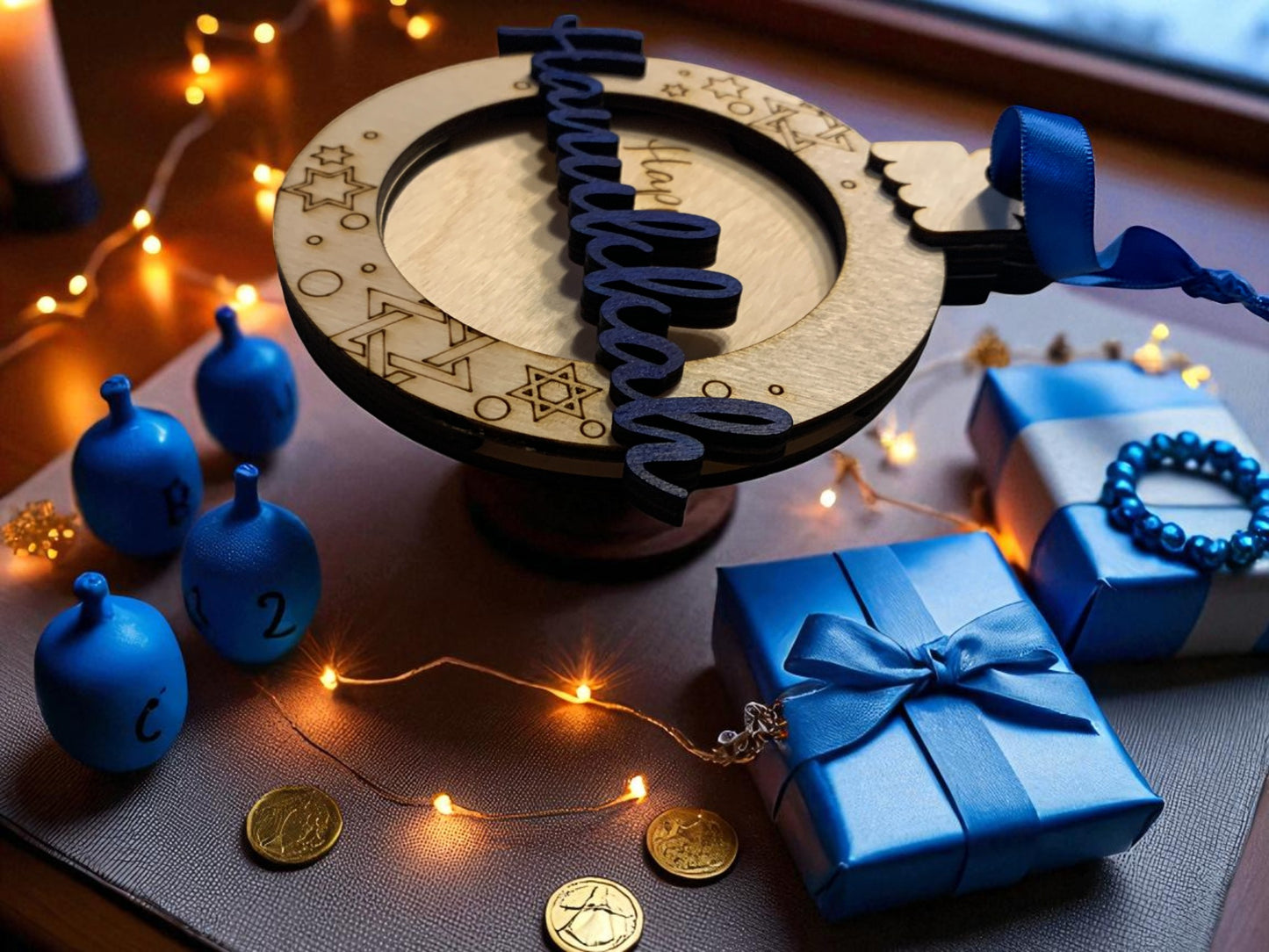 Hanukkah Ornament Gift Card Holder – Handmade Wooden Holiday Gift Idea