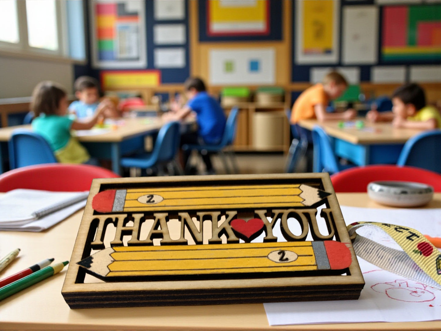 Wooden Teacher Gift Card Holder – Handmade Thank You Pencil Sign