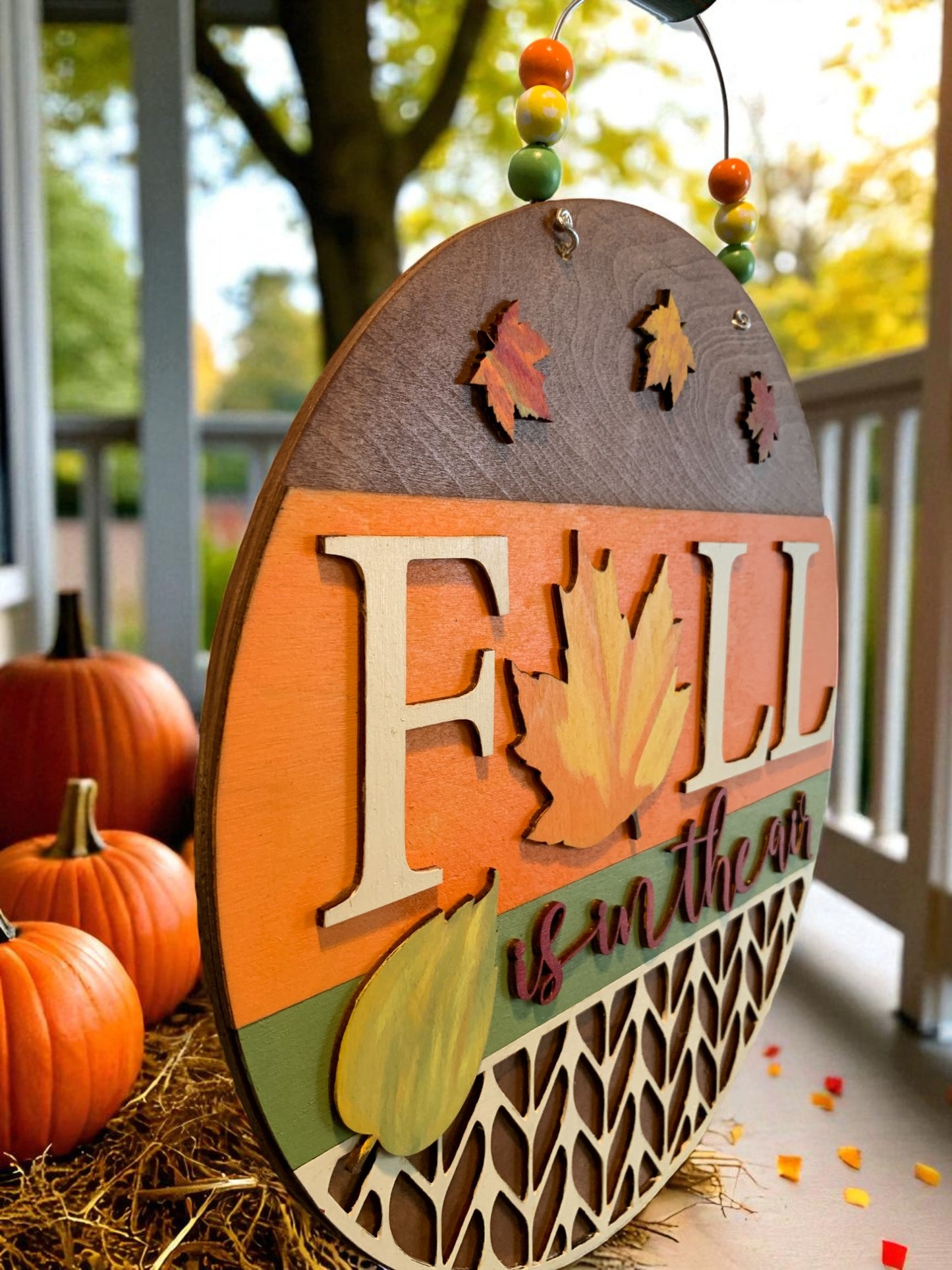 Fall Is in the Air Wooden Sign – Handmade Rustic Autumn Porch & Wall Décor