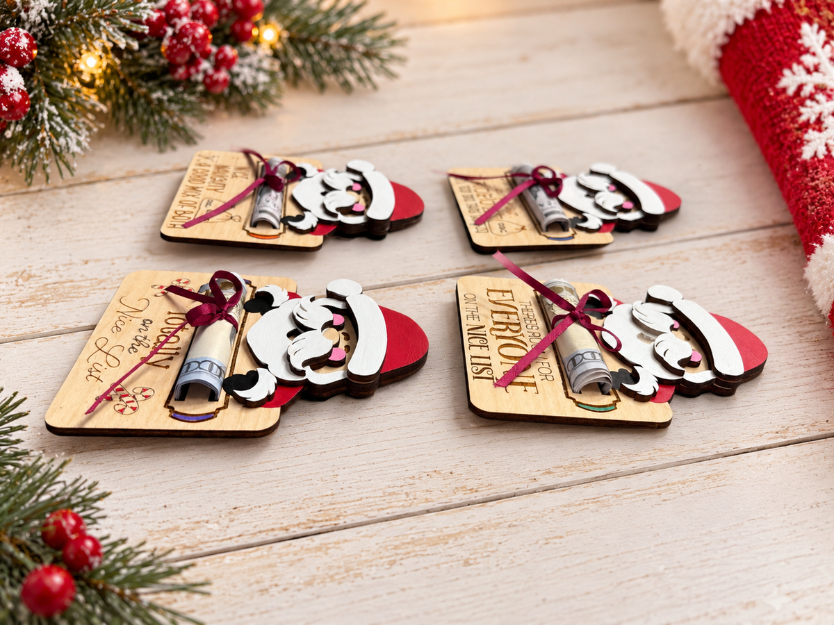 Santa Cash Gift Holder | Funny Christmas Money Gift | Handcrafted Wood
