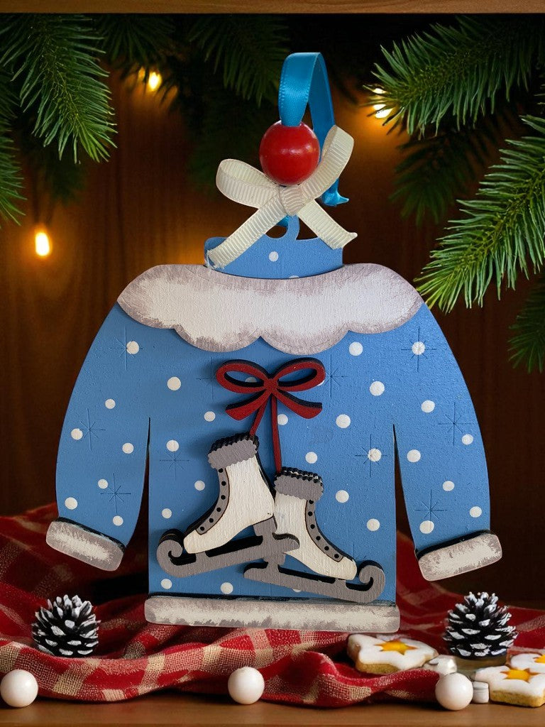Ugly Sweater Christmas Ornaments β Handmade Wooden Holiday Decor for Trees, Stockings & Gifting