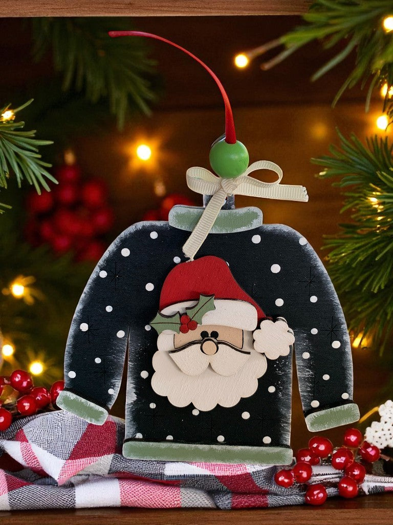 Ugly Sweater Christmas Ornaments β Handmade Wooden Holiday Decor for Trees, Stockings & Gifting