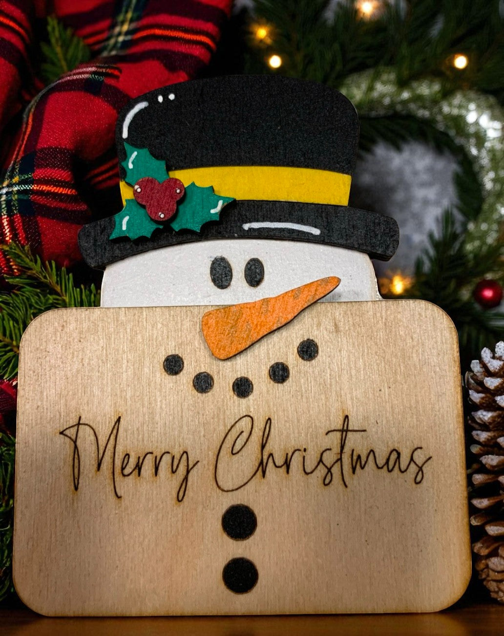 Merry Christmas Character Signs – Wooden Holiday Décor with Santa, Elf, Snowman, and More