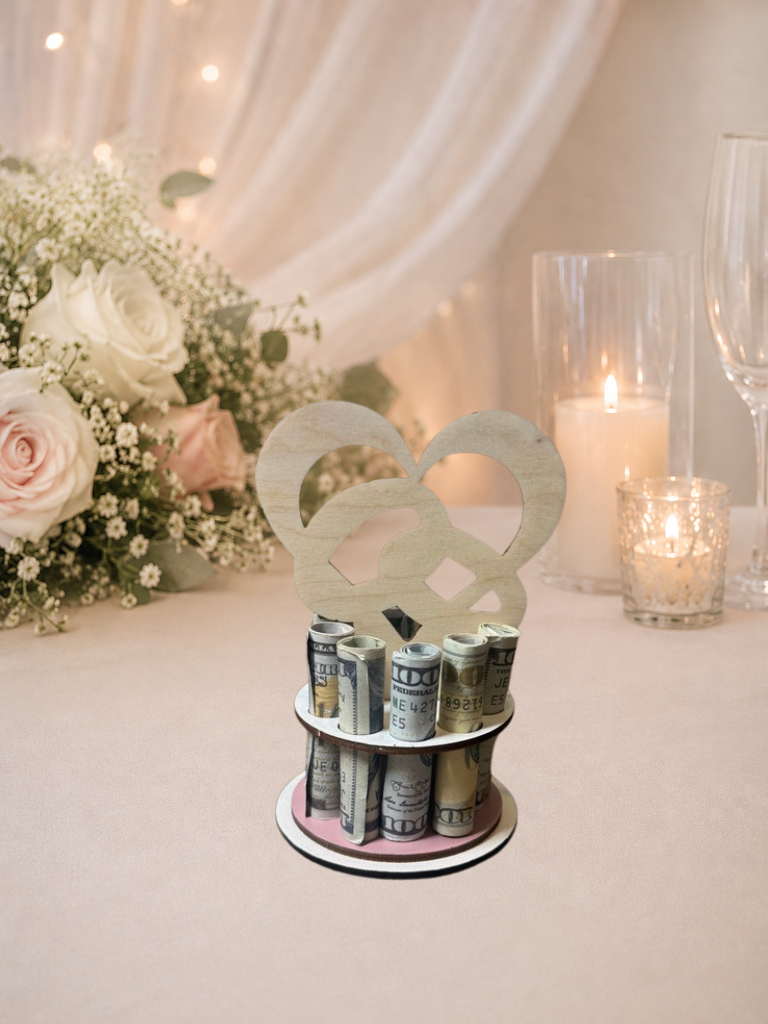 Two Rings Money Tree | Wedding Cash Gift | Handmade Wood