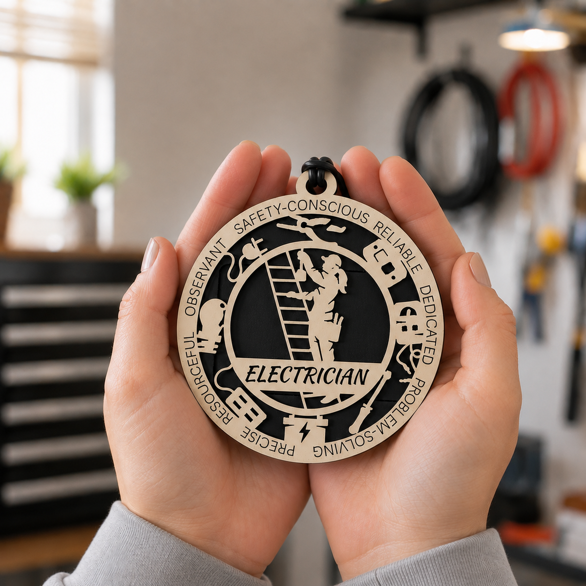 Personalized Electrician Gift Card Holder | Electrician Gift | Handmade Wood