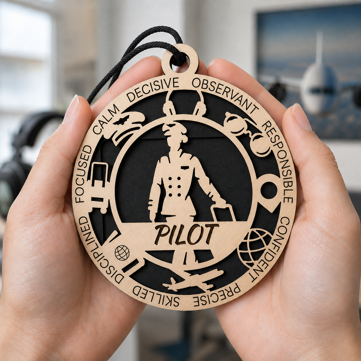 Pilot Gift Card Holder | Aviation Gift for Him or Her | Handmade Wood