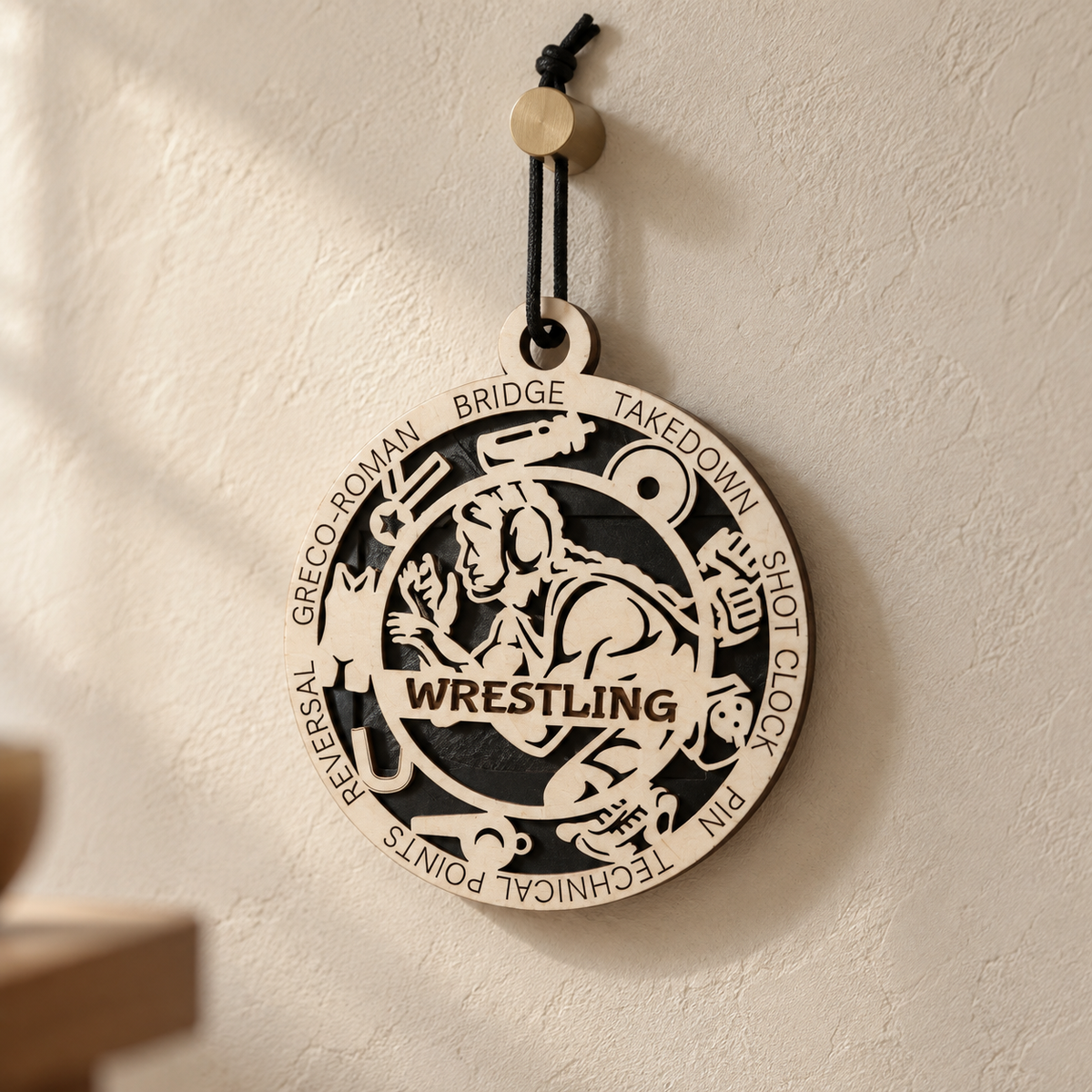 Wrestling Gift Card Holder | Personalized Wood Medallion | Handcrafted