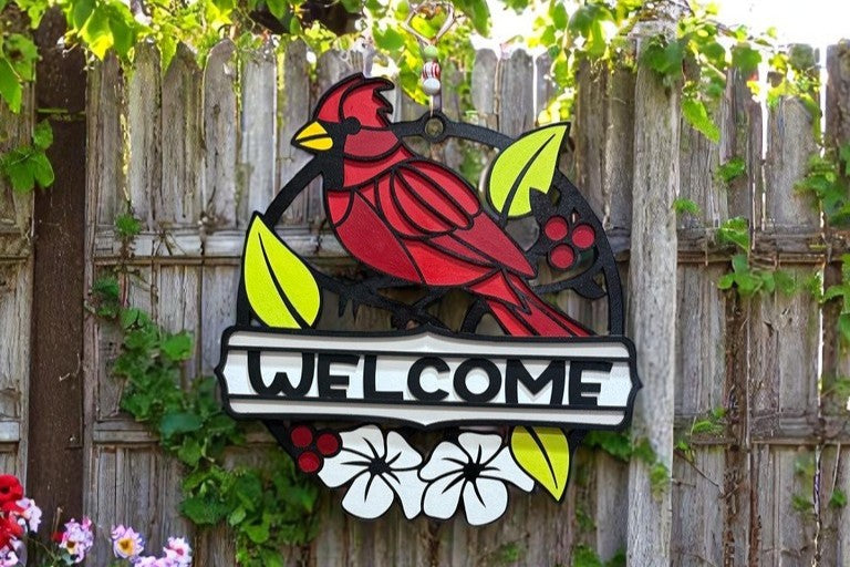 3D detailed Wooden weather proof cardinal welcome sign