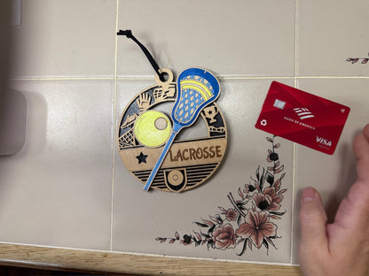 Personalized Sports Medallion Gift Card Holder | Hand Painted 3D Wood Sport Medal | Handcrafted