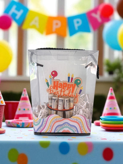 Happy Birthday Money Holder – Handmade 3D Wooden Cash Gift Display for Unique Celebrations