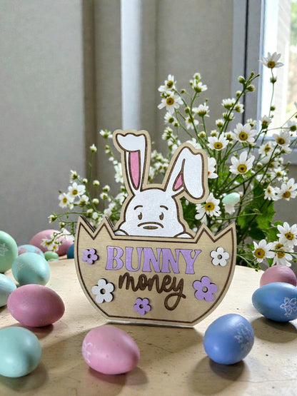 Bunny Money Gift Card Holder – Easter Bunny Wooden Gift Card Holder