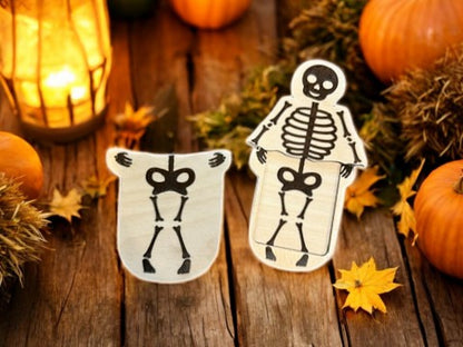 Halloween Skeleton Gift Card Holder – Wooden Funny Gift for Spooky Season