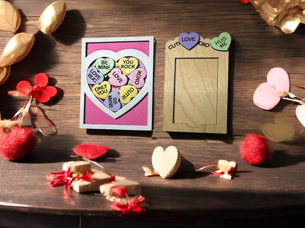 Valentine Gift Card Holder – Sliding Wooden Heart Design