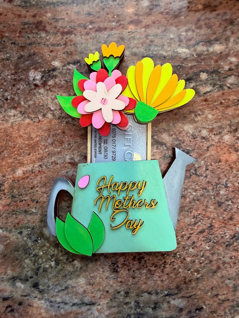 Mother’s Day Gift Card Holder | Birthday & Thank You Watering Can | Hand-Painted Wood