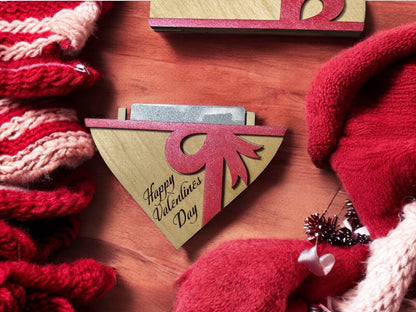 Valentine Wooden Gift Card Holder – Heart-Shaped Valentine Gift