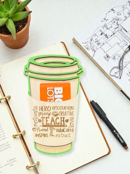 Teacher Coffee Cup Gift Card Holder – Personalized Teacher Gift – Latte Cup Teacher Appreciation Gift – End of Year Teacher Gift
