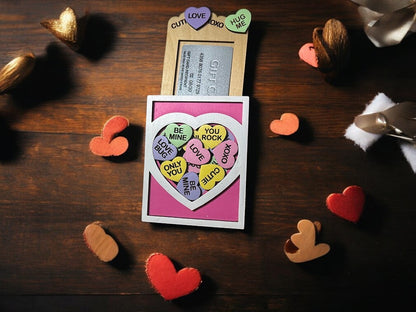 Valentine Gift Card Holder – Sliding Wooden Heart Design