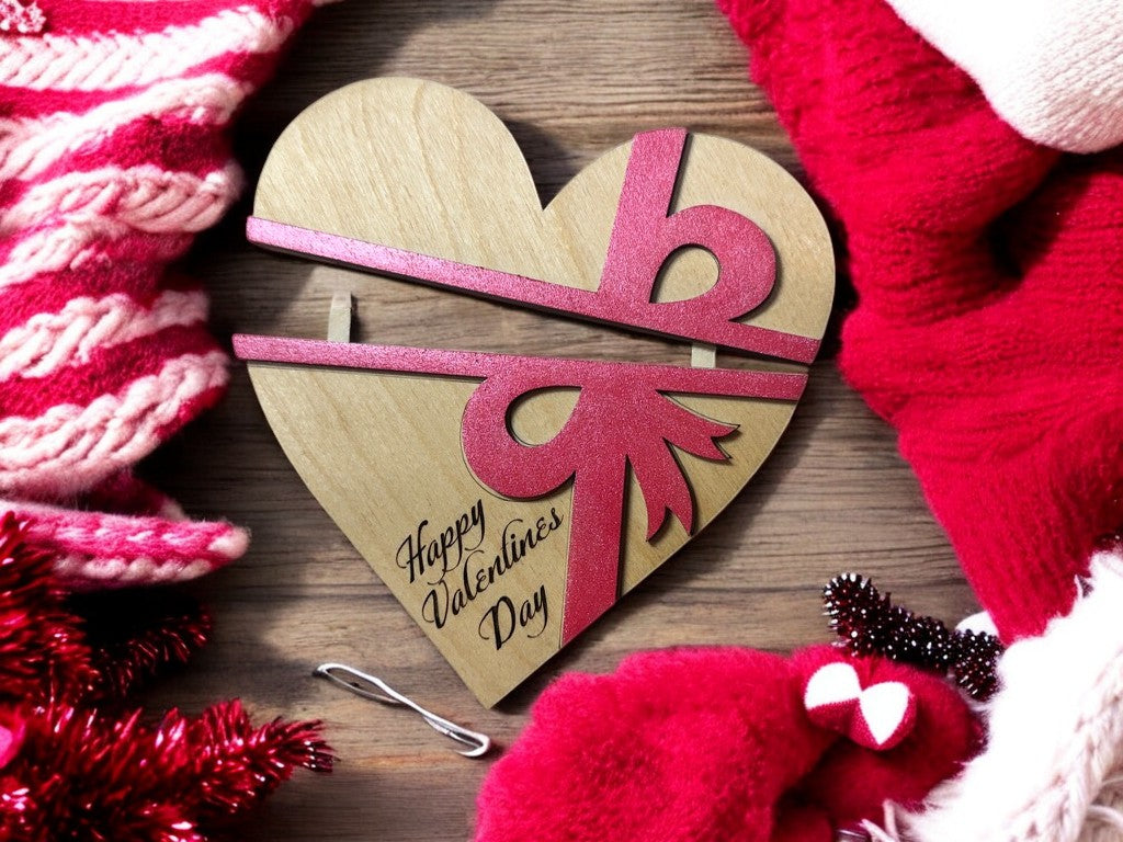 Valentine Wooden Gift Card Holder – Heart-Shaped Valentine Gift