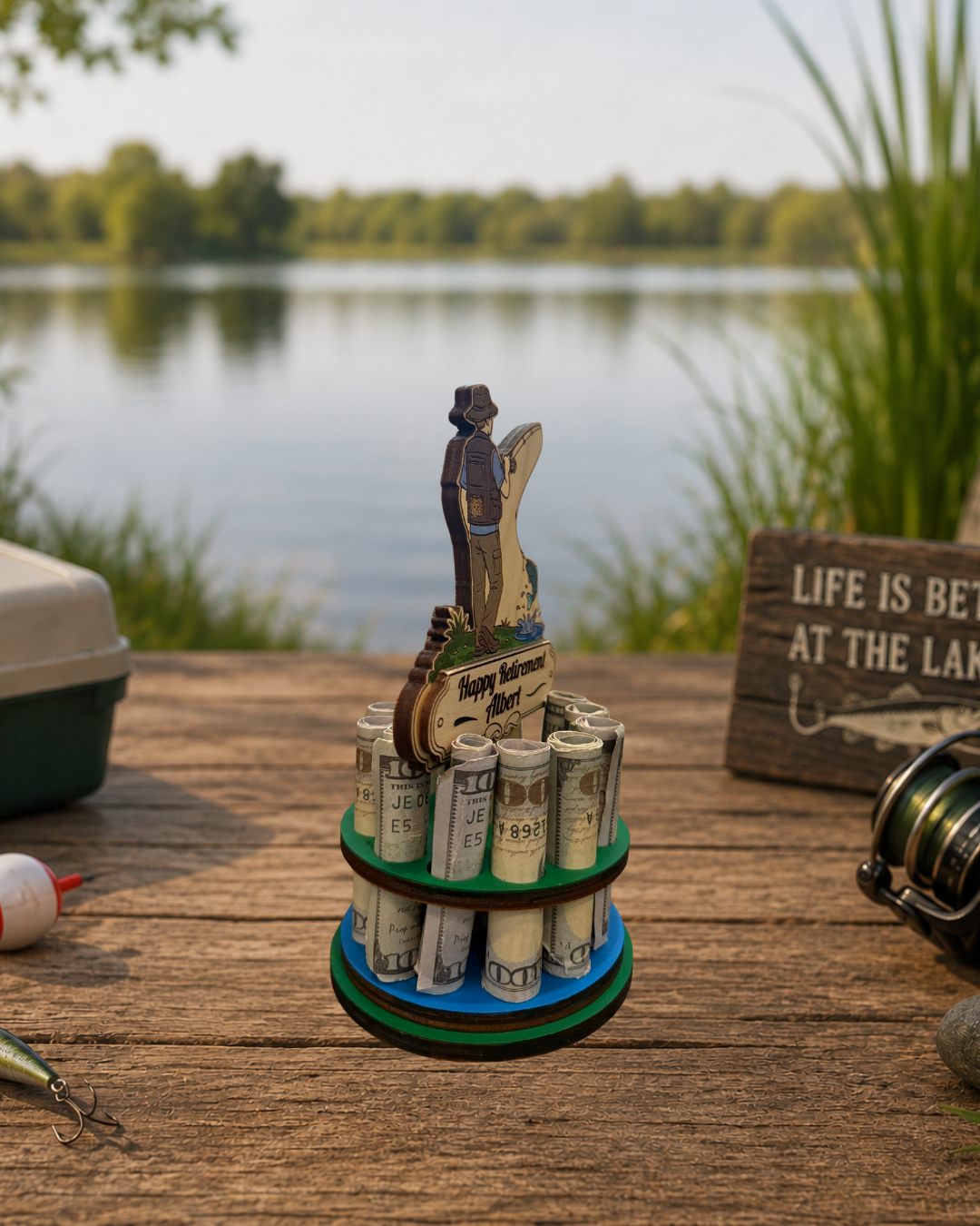 Fishing Money Tree | Retirement Gift | Personalized | Handmade Wood