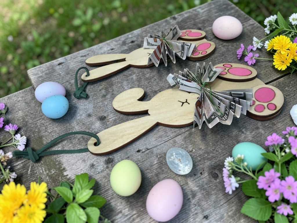 Personalized Bunny Money Holder – Easter Basket Tag with Cash Holder