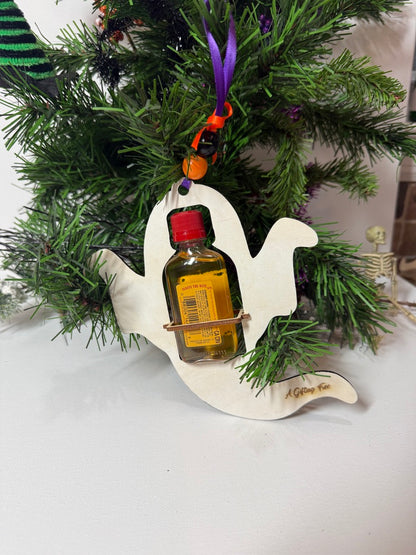 Ghost Mini Liquor Bottle Holder | Halloween Gift | Handmade Wood Ornament