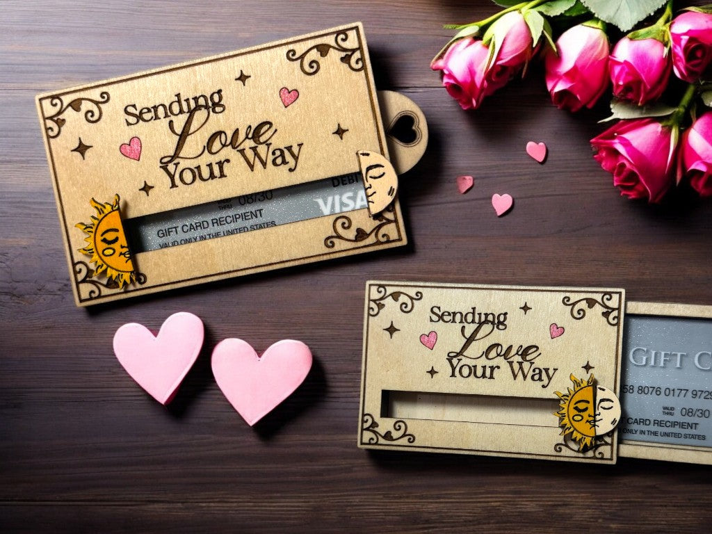 Valentine Sliding Wooden Gift Card Holder – Interactive Valentine Gift