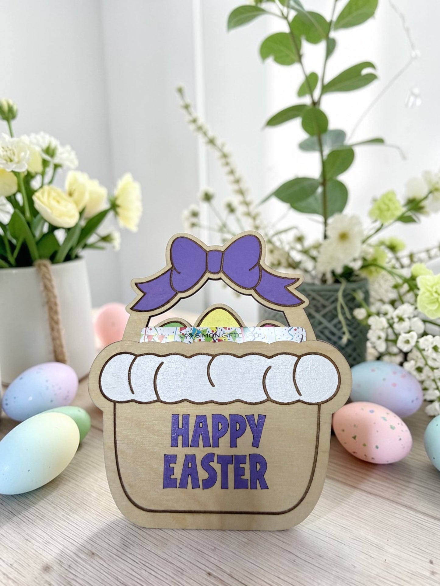 Easter Basket Gift Card Holder – Wooden Pocket Style Easter Gift Card Holder