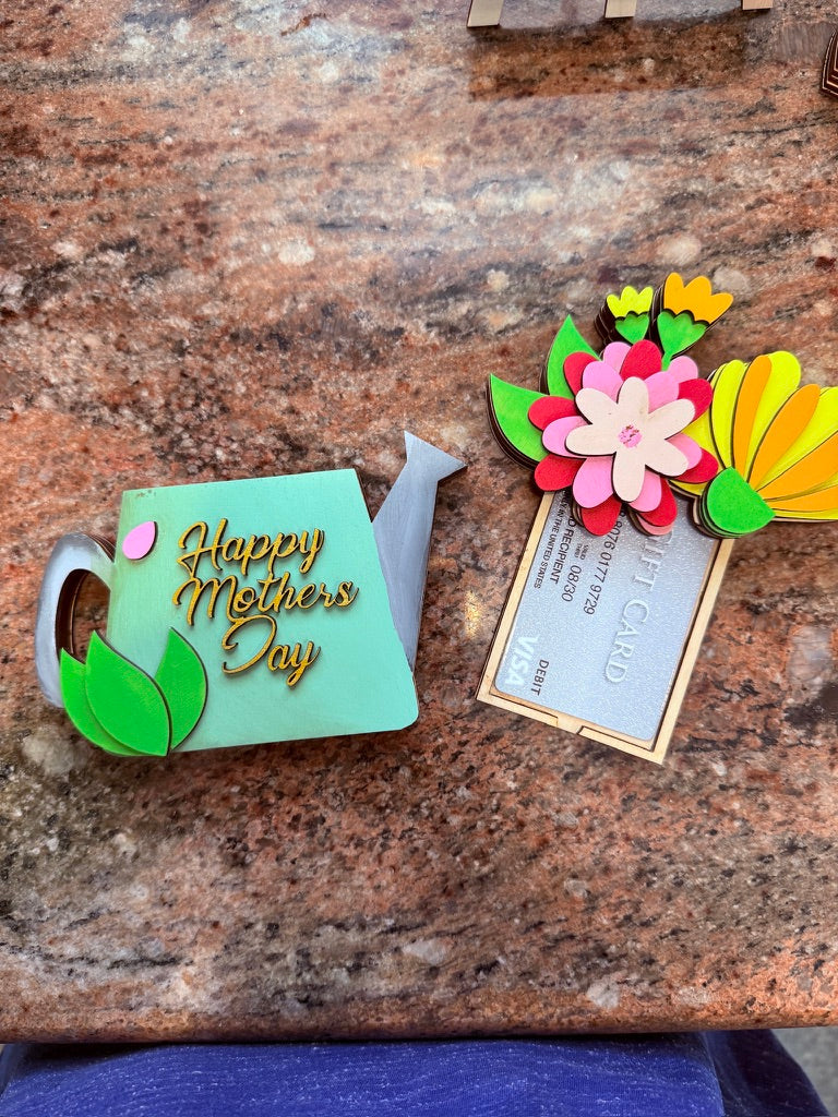 Mother’s Day Gift Card Holder | Birthday & Thank You Watering Can | Hand-Painted Wood