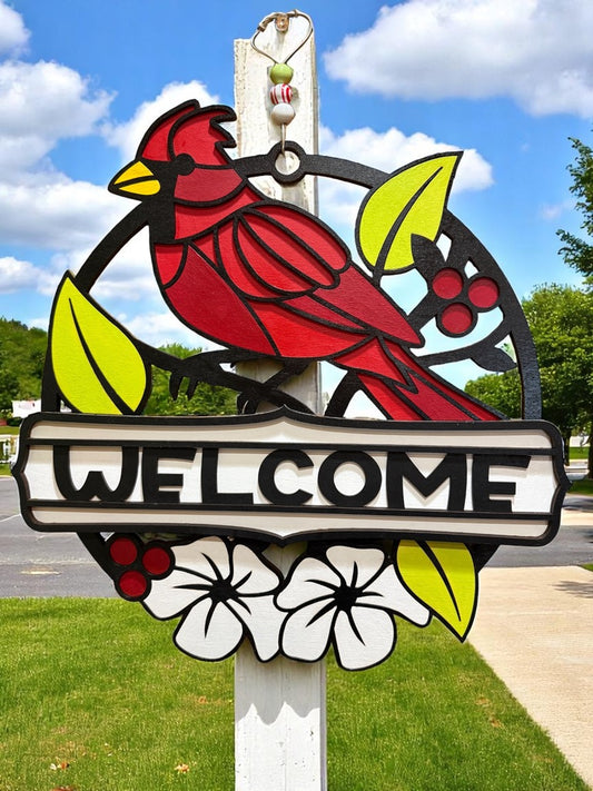 3D wooden sign Outdoor cardinal welcome sign
